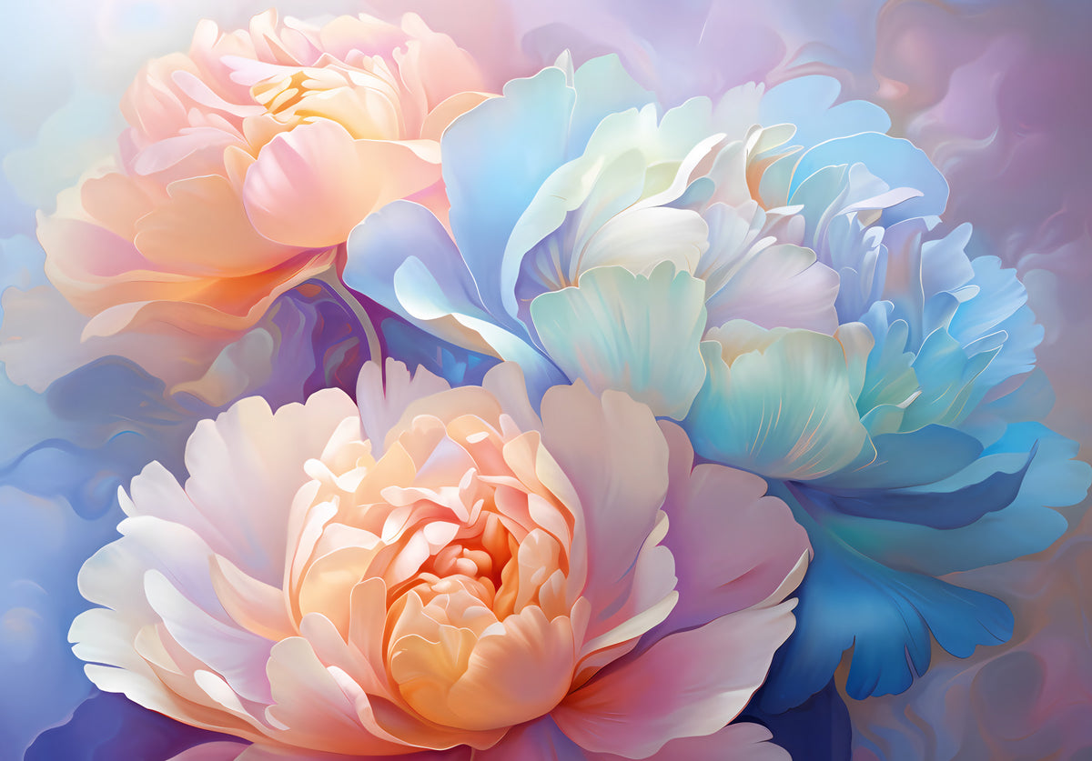 Pastel Peony Bloom Wall Mural in your room — zoomed