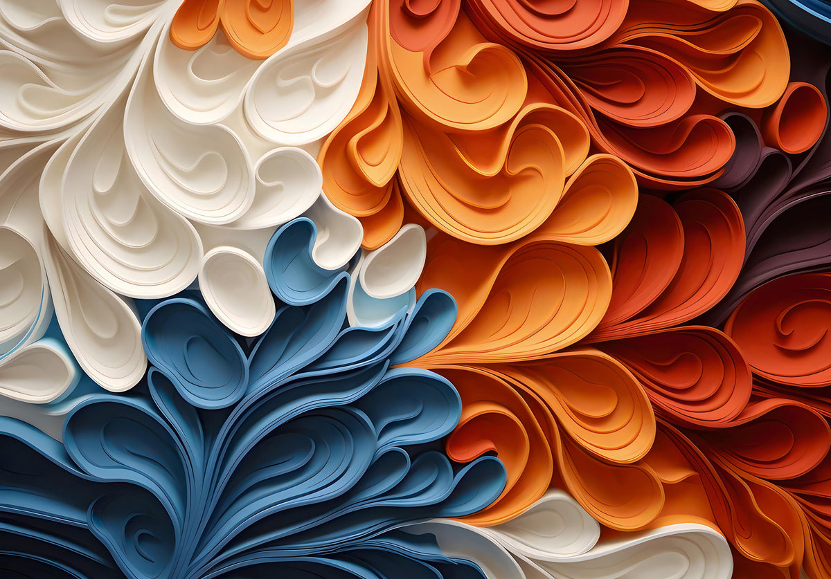 Vibrant Swirling Art Waves Wall Mural in your room — zoomed
