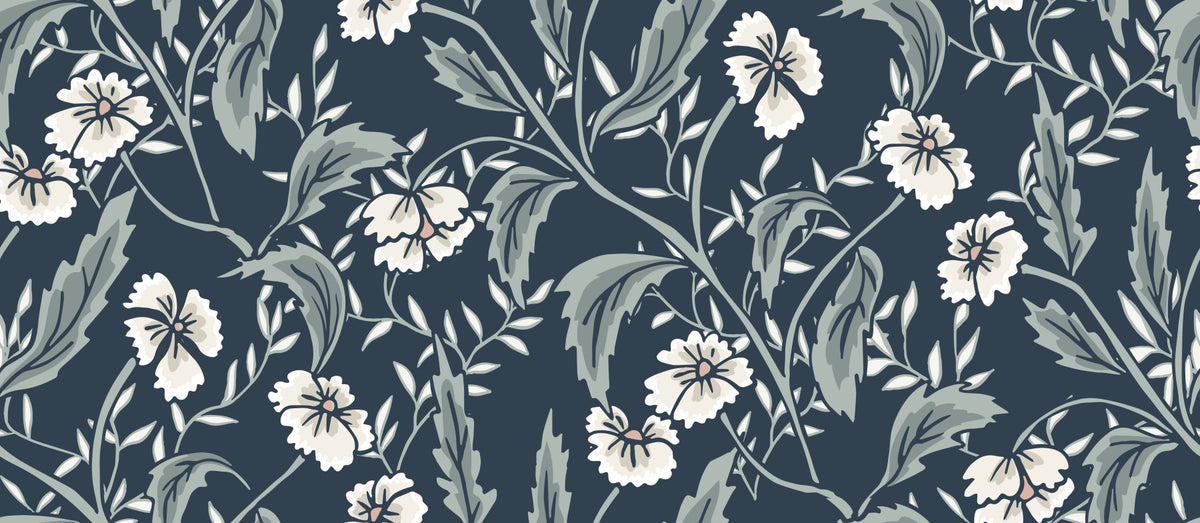 Sage and Charcoal Garden Trail Wallpaper⁠ in your room — zoomed