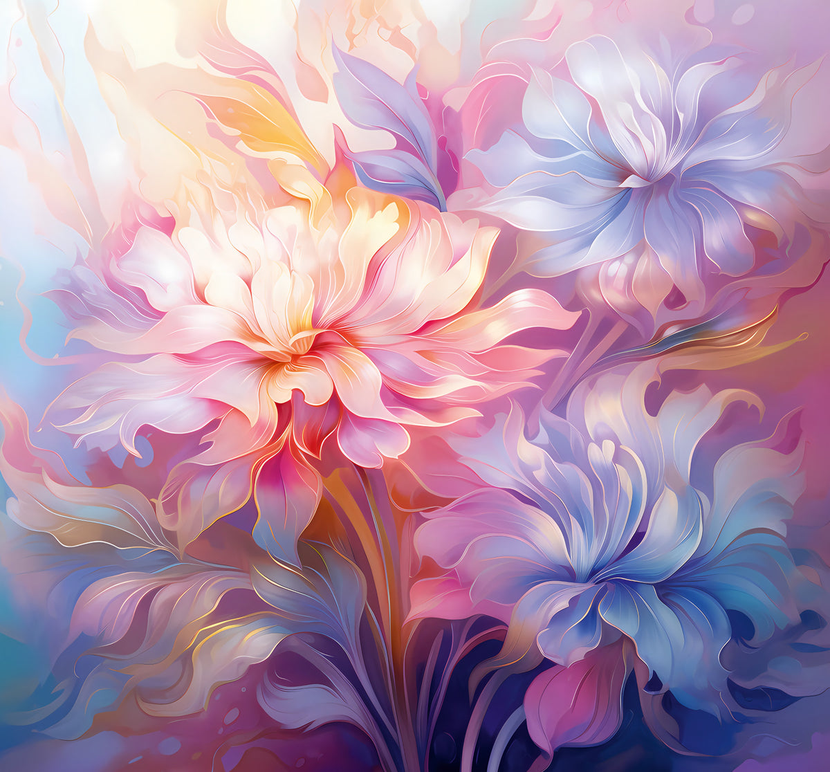 Ethereal Pastel Floral Bloom Wall Mural