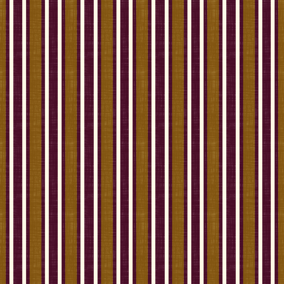 Ivy League Faux Linen Vertical Stripes - Burgundy Mustard And Cream Wallpaper⁠