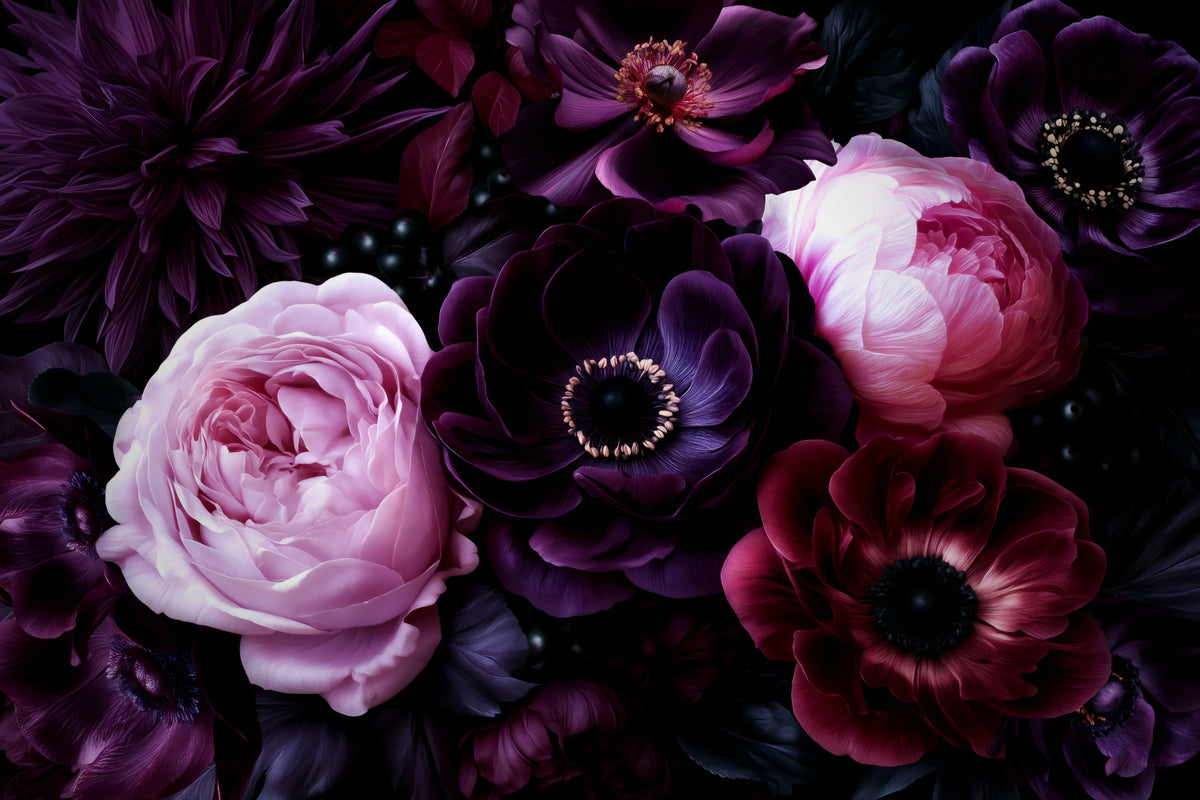 Dramatic Moody Botanical Garden Wall Mural in your room — zoomed