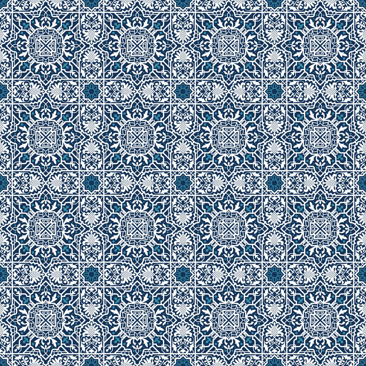 Midnight Moroccan Tile Pattern Wallpaper⁠