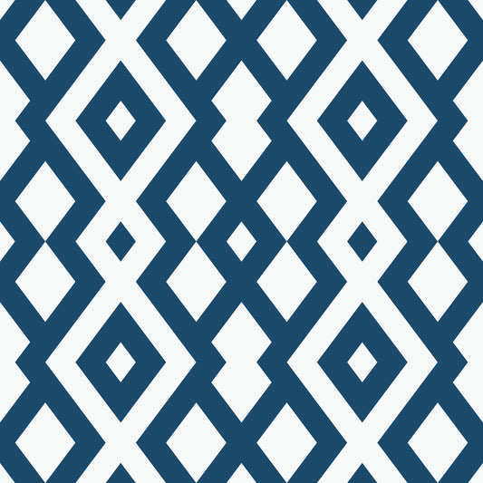 Minimalist Blue and White Diamond Mesh Wallpaper⁠