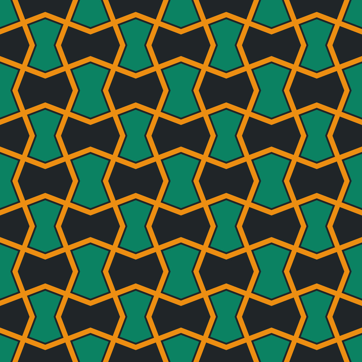 Charcoal and Green Art Deco Grid Wallpaper⁠ in your room — zoomed