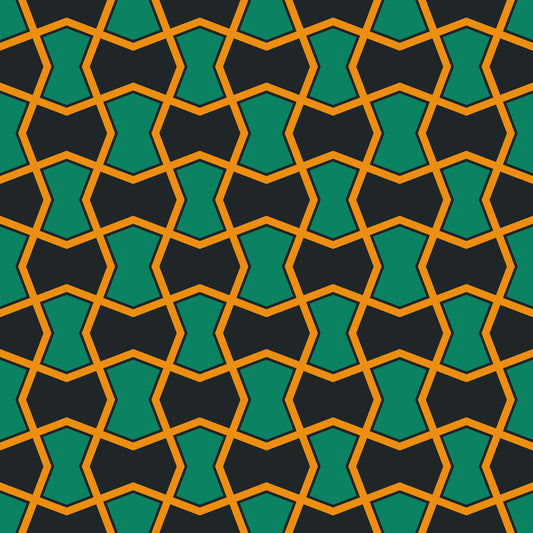 Charcoal and Green Art Deco Grid Wallpaper⁠