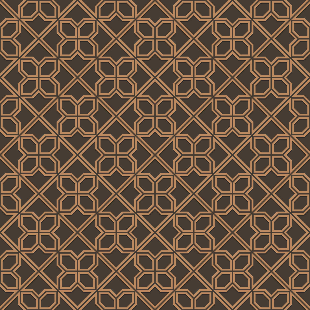 Geometric Lattice Bronze and Charcoal Wallpaper⁠ in your room — zoomed