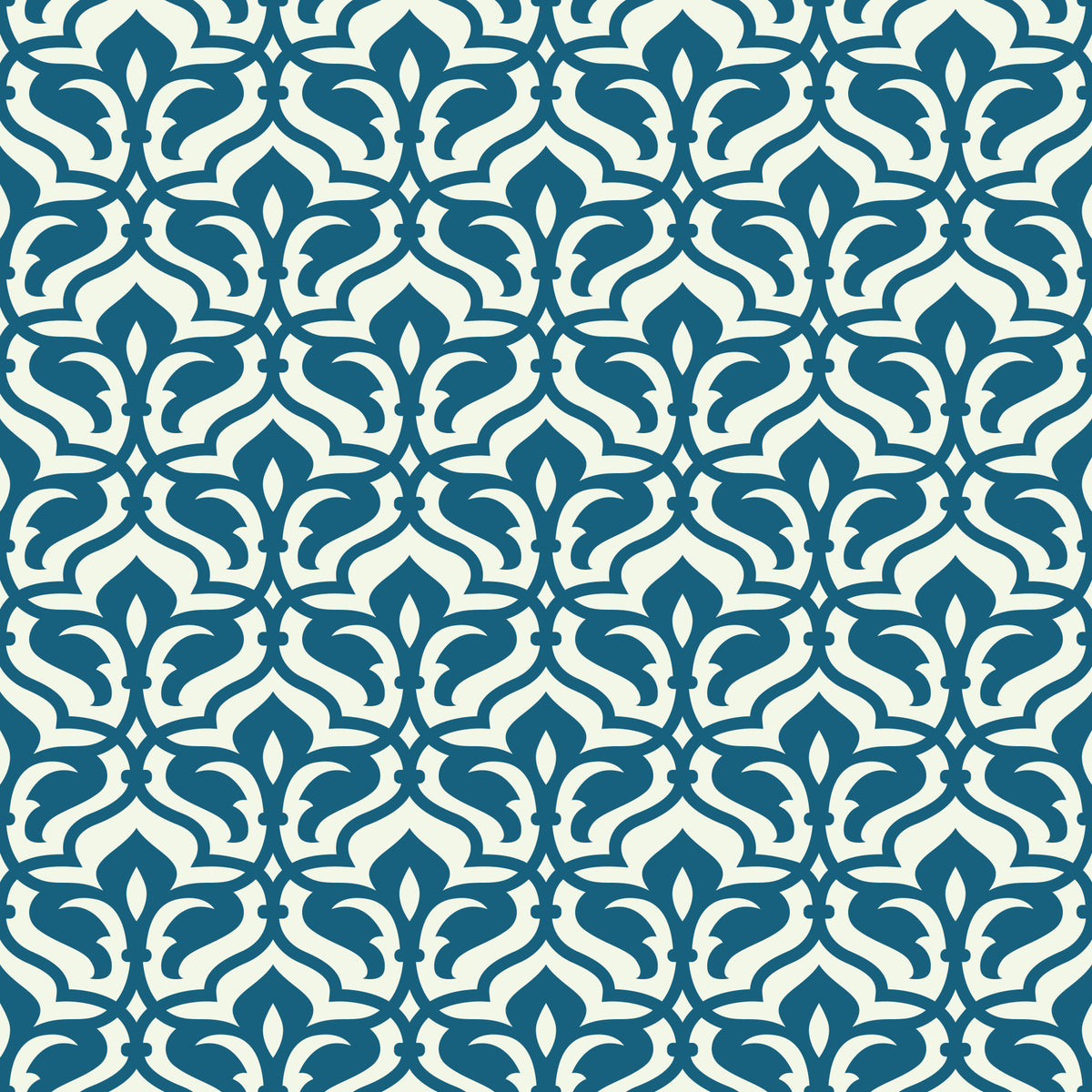 Indigo Damask Lattice Pattern Wallpaper⁠