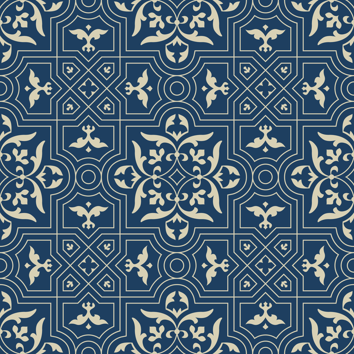 Midnight Damask Geometric Tile Wallpaper⁠ in your room — zoomed