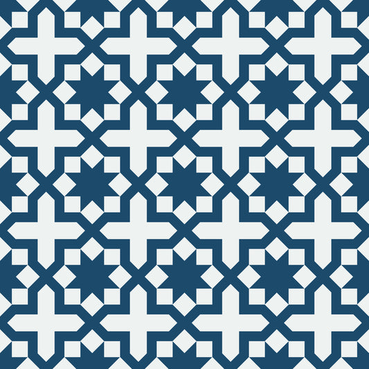 Midnight Moroccan Geometric Lattice Wallpaper⁠