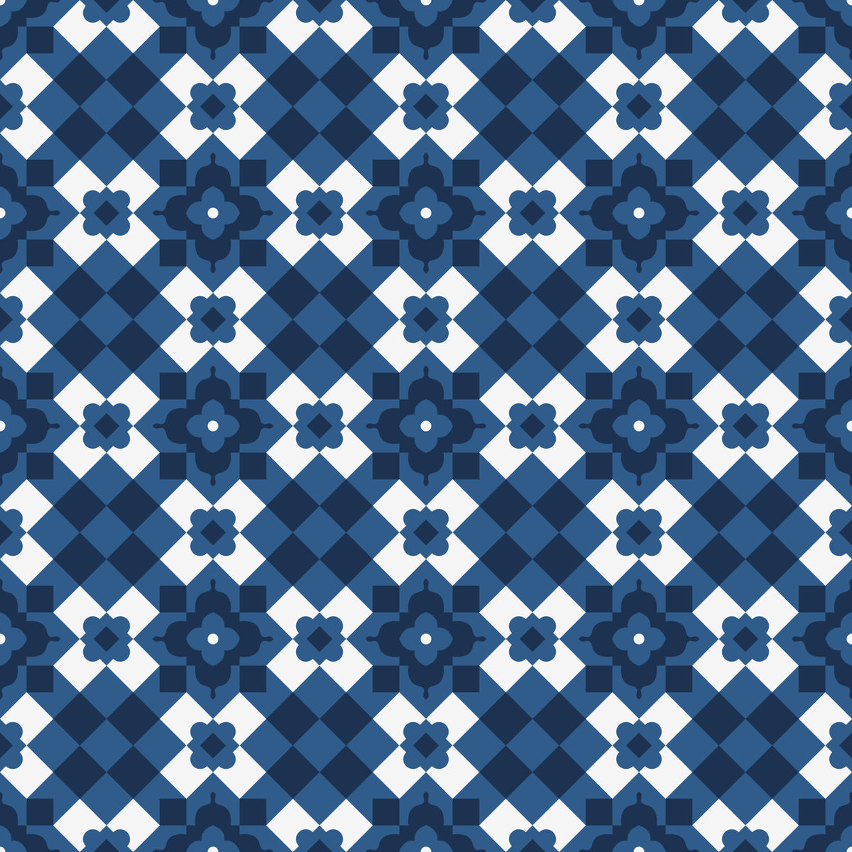 Midnight Navy Diamond Tile Pattern Wallpaper⁠