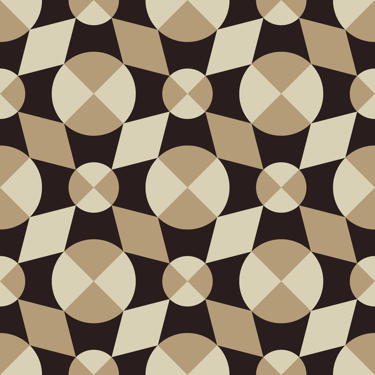 Geometric Mid-Century Tiles in Earth Tones Wallpaper⁠ in your room — zoomed