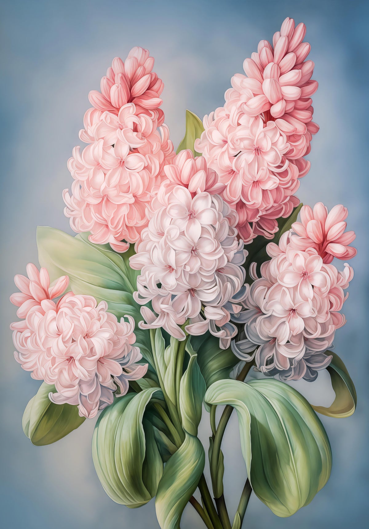 Spring Hyacinth Floral Art Print Wall Mural in your room — zoomed