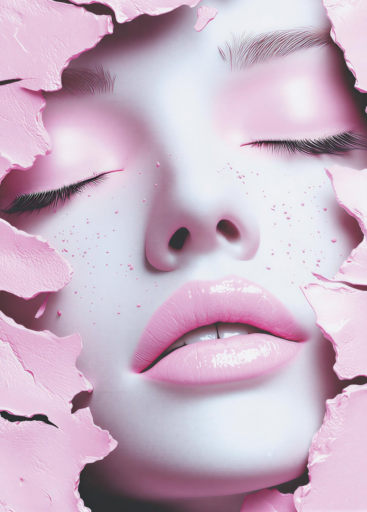 Ethereal Blush Girl Portrait Wall Mural in your room — zoomed