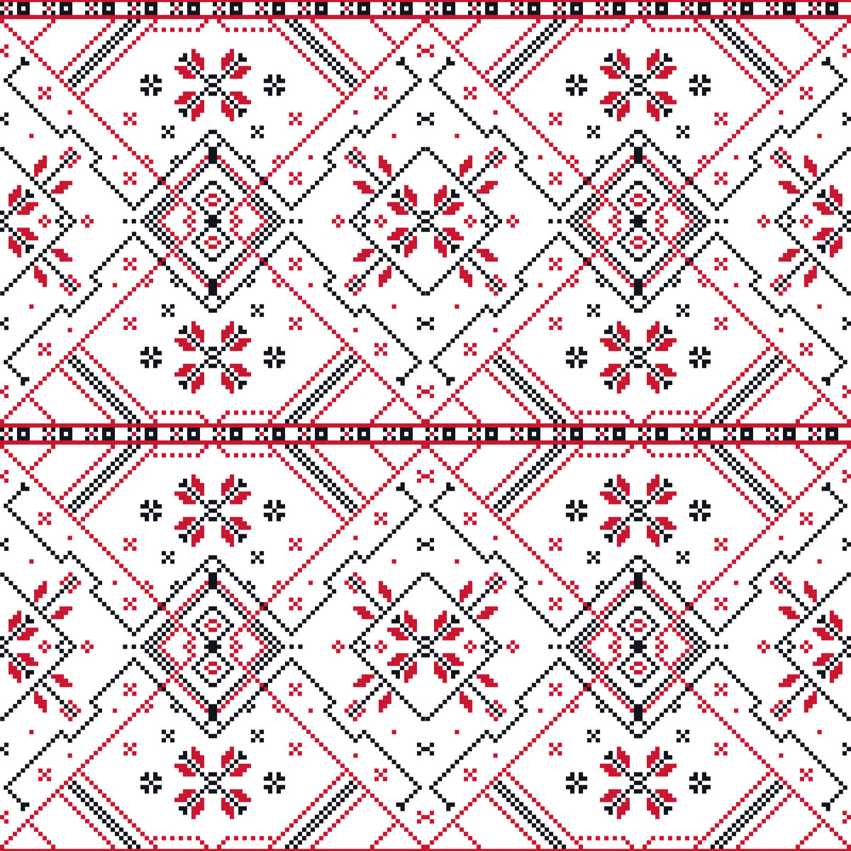 Folklore Geometric Cross-Stitch Pattern Wallpaper⁠