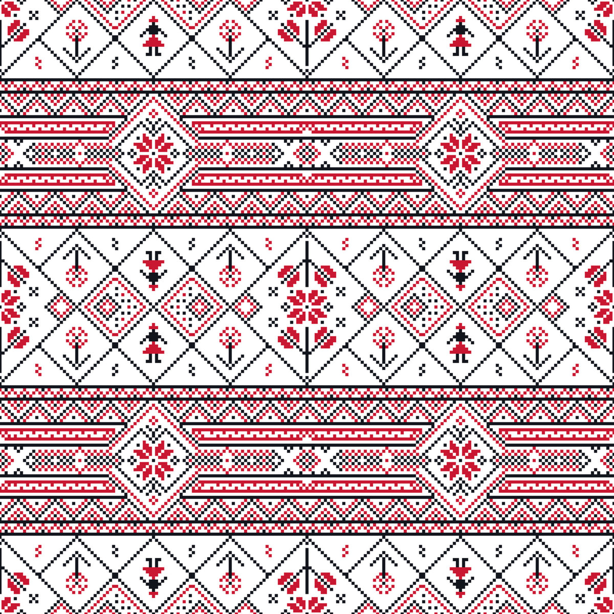 Minimalist Embroidered Folk Texture Wallpaper⁠ in your room — zoomed