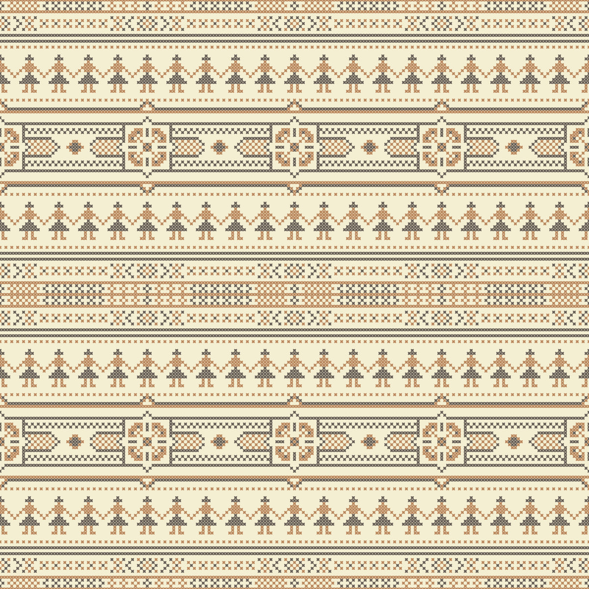 Folklore Cross Stitch Motif Wallpaper⁠