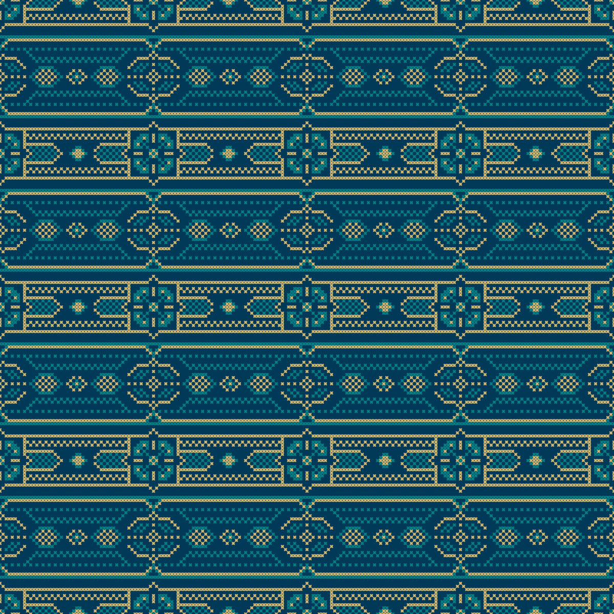 Abstract Teal and Gold Mosaic Wallpaper⁠