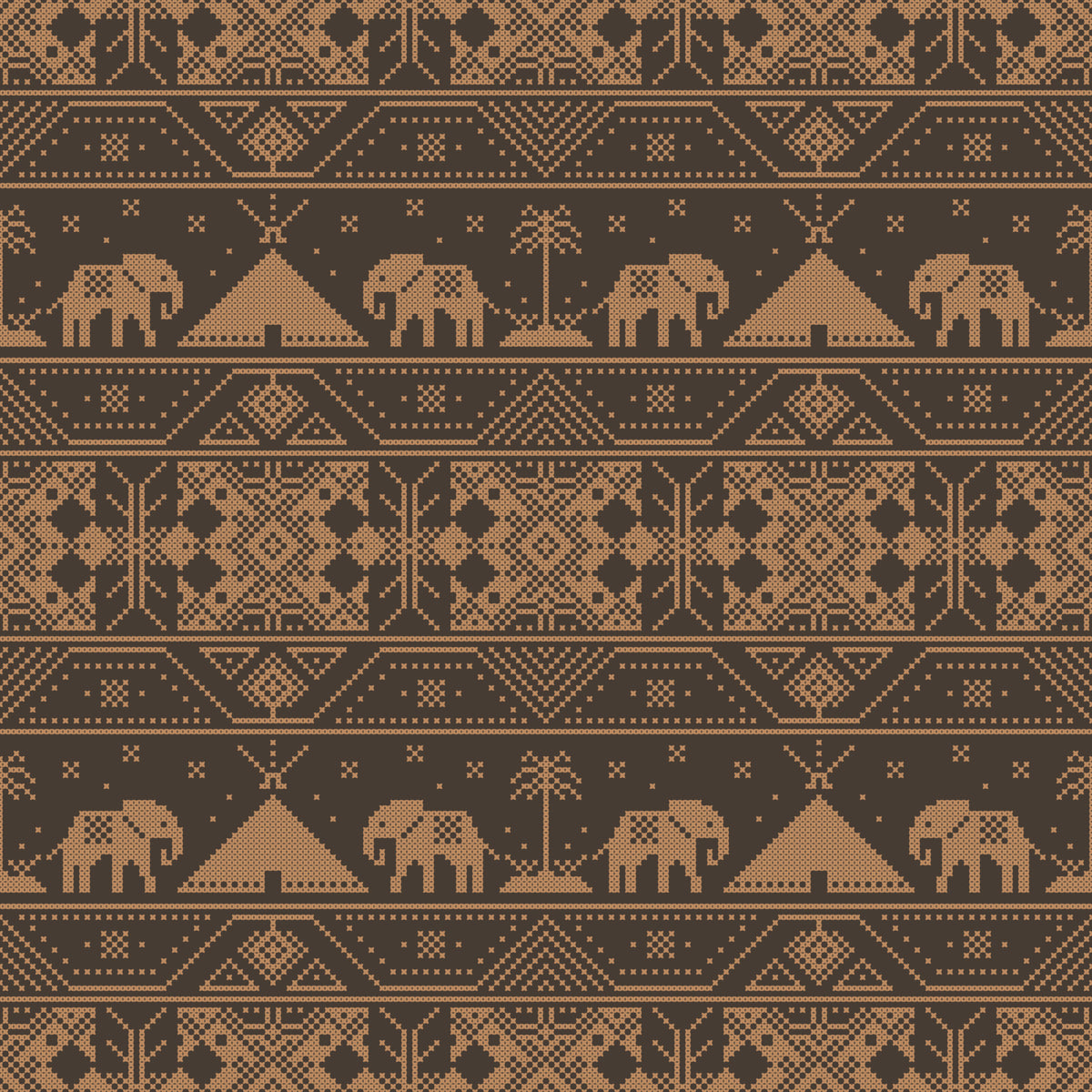 Geometric Tribal Elephant Motif Wallpaper⁠ in your room — zoomed