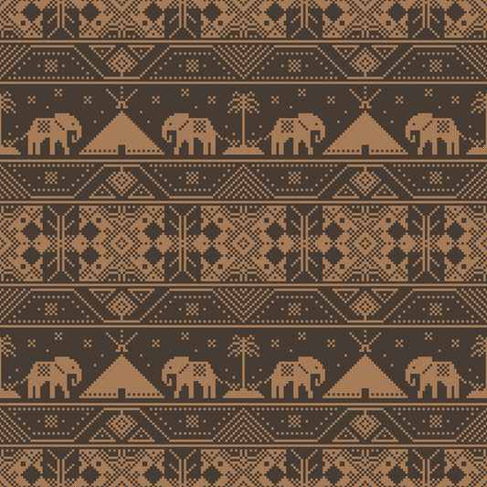 Geometric Tribal Elephant Motif Wallpaper⁠