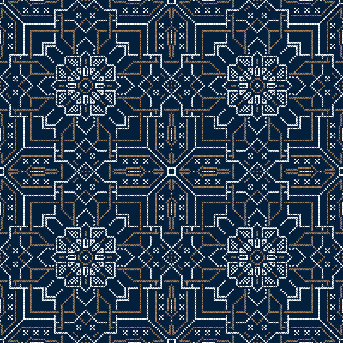 Midnight Cross Stitch Geometric Wallpaper⁠