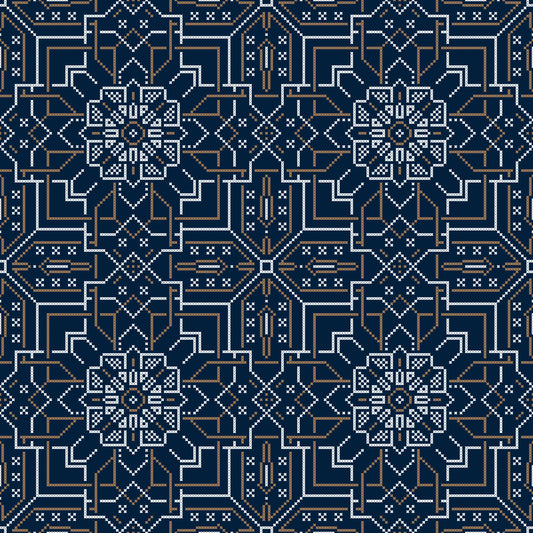 Midnight Cross Stitch Geometric Wallpaper⁠