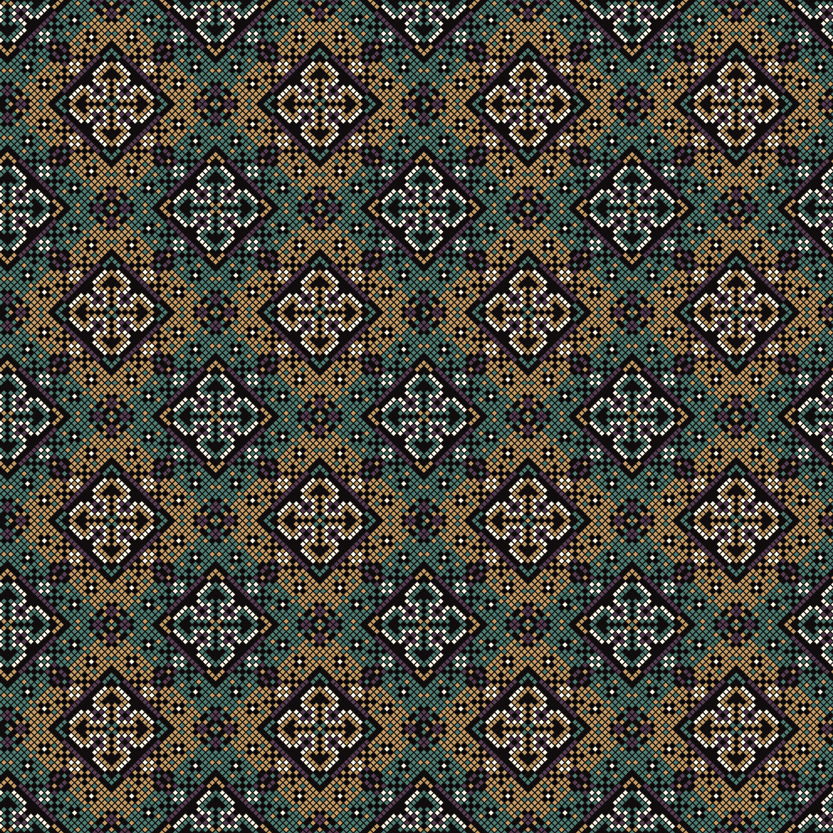 Rustic Pixelated Cross Mural Wallpaper⁠