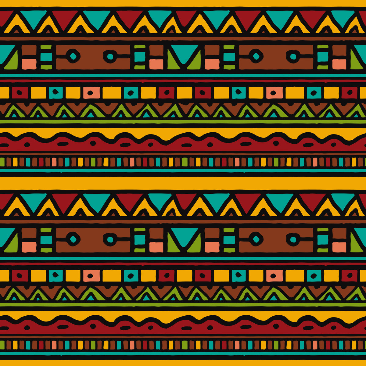 Tribal Folk Geometric Pattern Wallpaper⁠