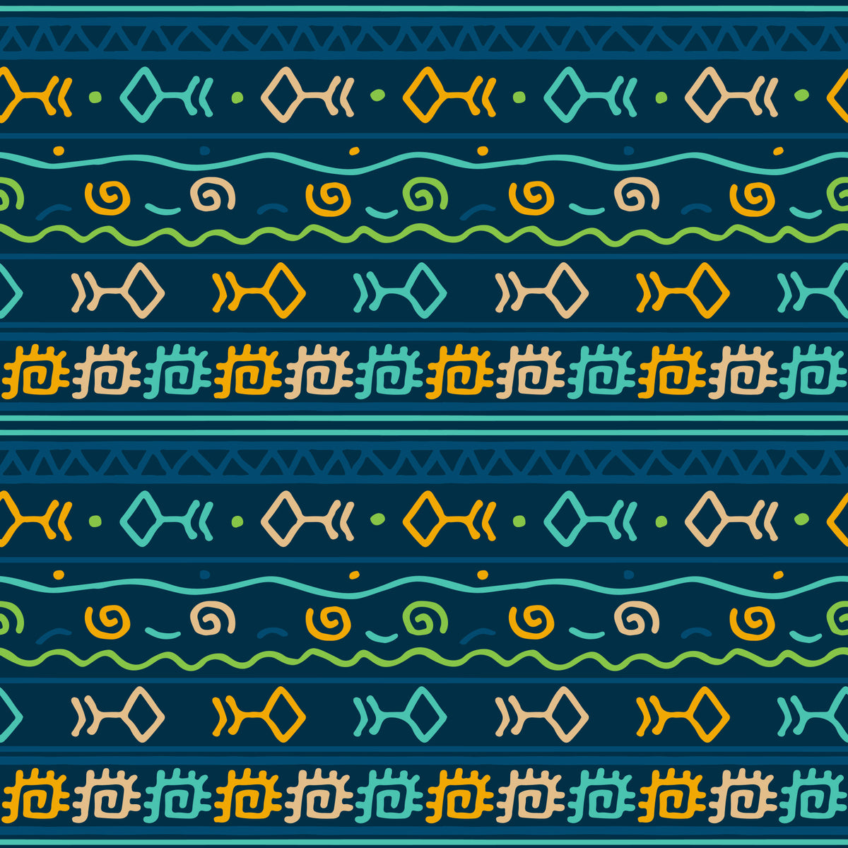 Tribal Indigo Patterned Motif Wallpaper⁠ in your room — zoomed