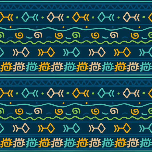 Tribal Indigo Patterned Motif Wallpaper⁠
