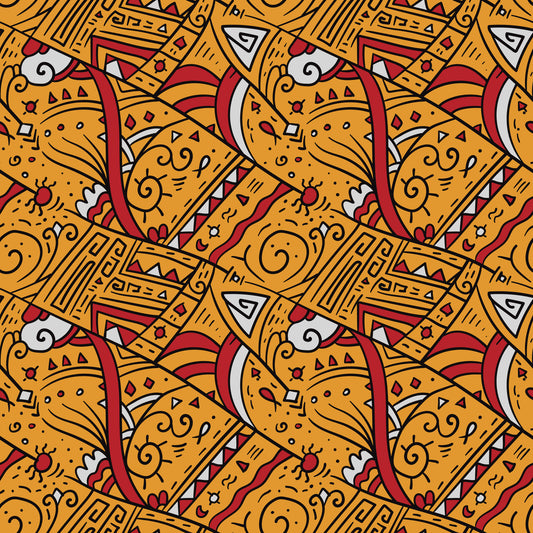 Tribal Ochre Geometric Pattern Wallpaper⁠