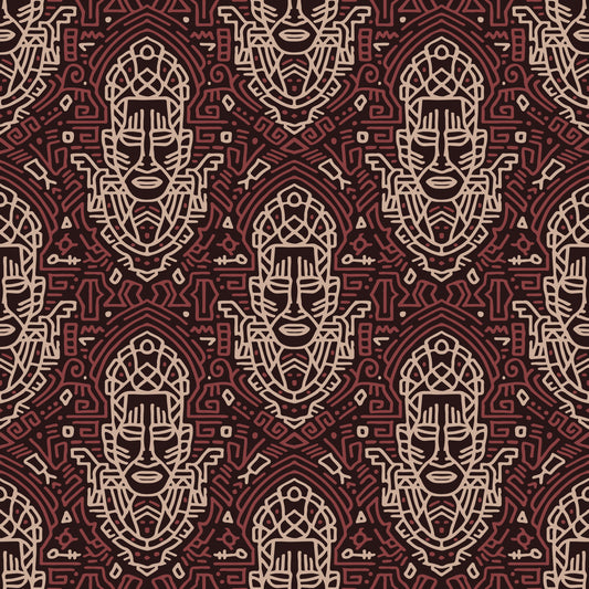 Tribal Mask Geometric Pattern Wallpaper⁠