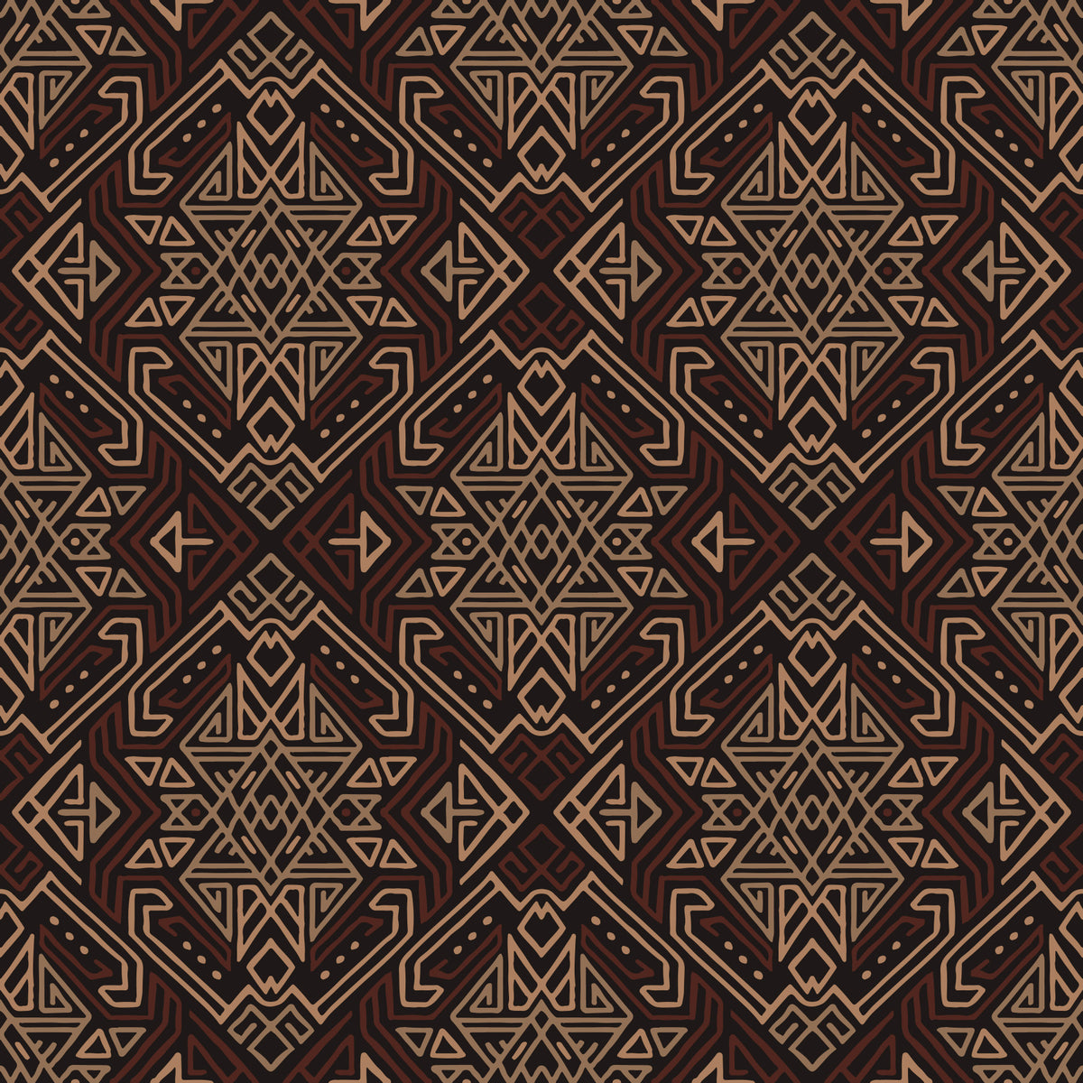 Ancient Geometric Brown Tribal Motif Wallpaper⁠