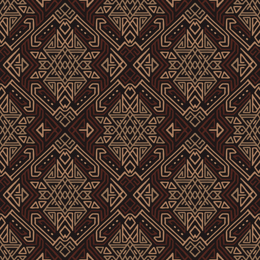 Ancient Geometric Brown Tribal Motif Wallpaper⁠