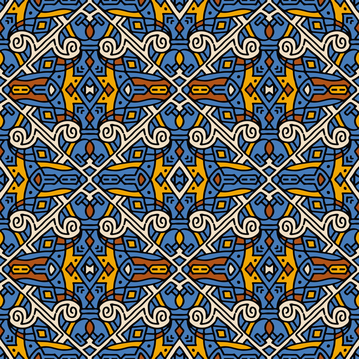 Tribal Mosaic Tile Motif Wallpaper⁠