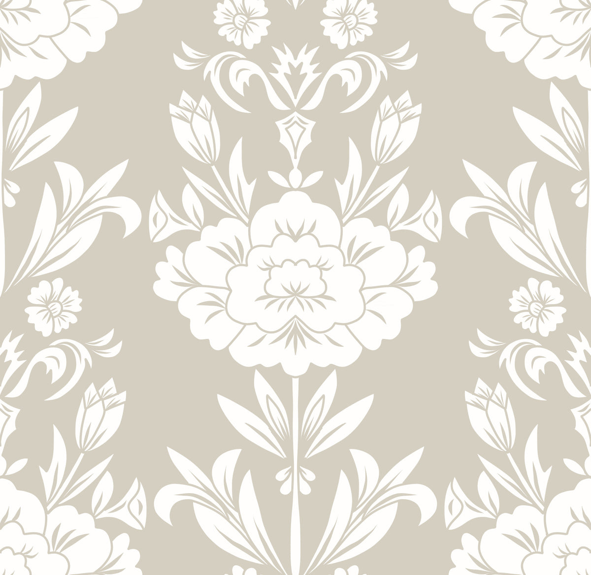 Minimalist Floral Damask Motif Wallpaper⁠ in your room — zoomed