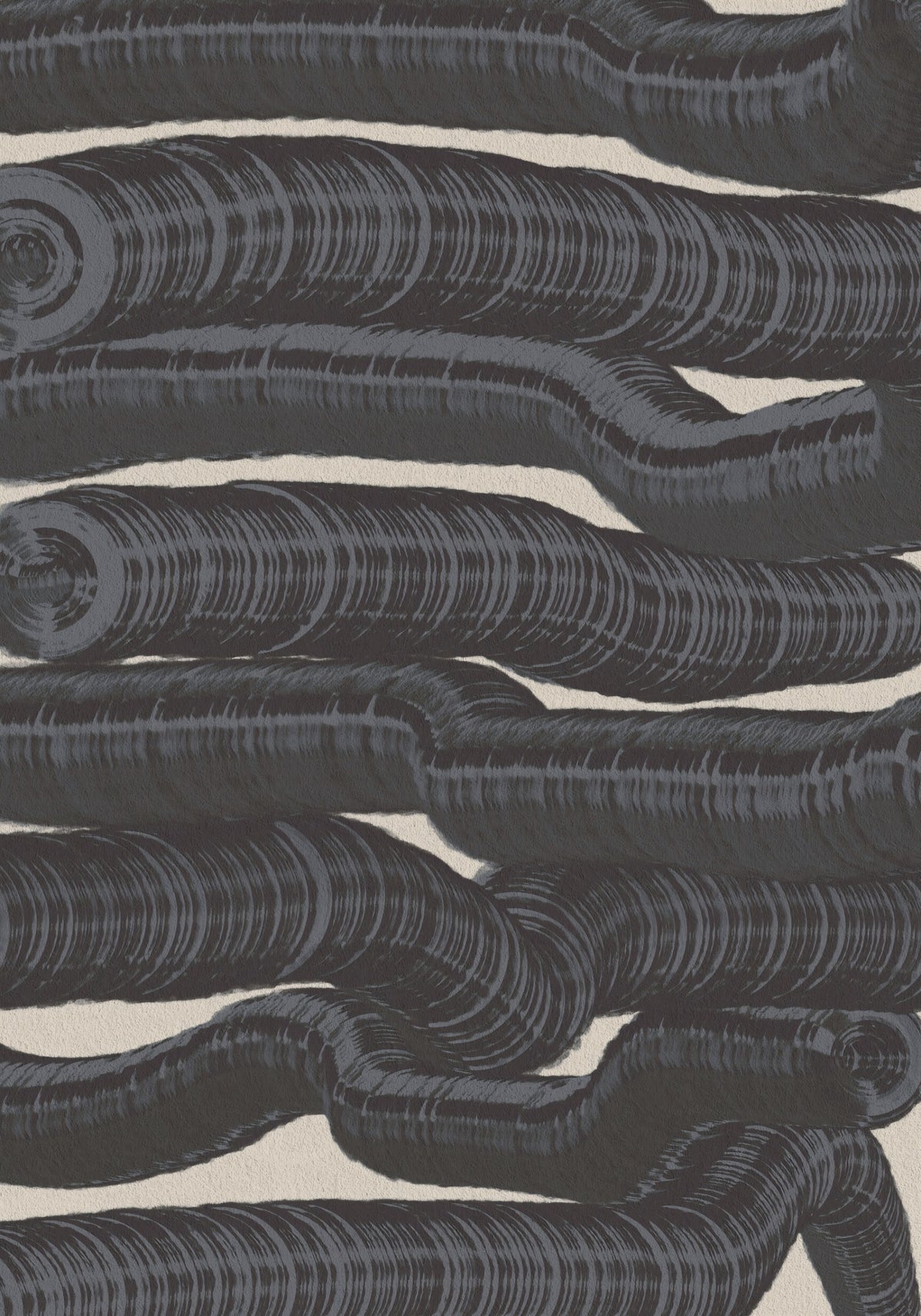Monochrome Fluid Layers Wall Mural in your room — zoomed