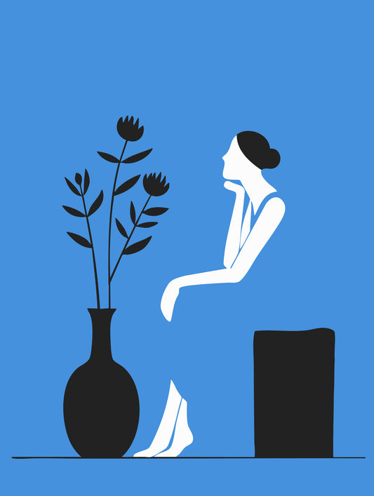 Minimalist Lady in Blue Dress Wall Mural