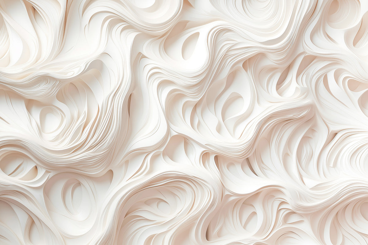 Cream Flowing Layers Abstract Wall Mural in your room — zoomed