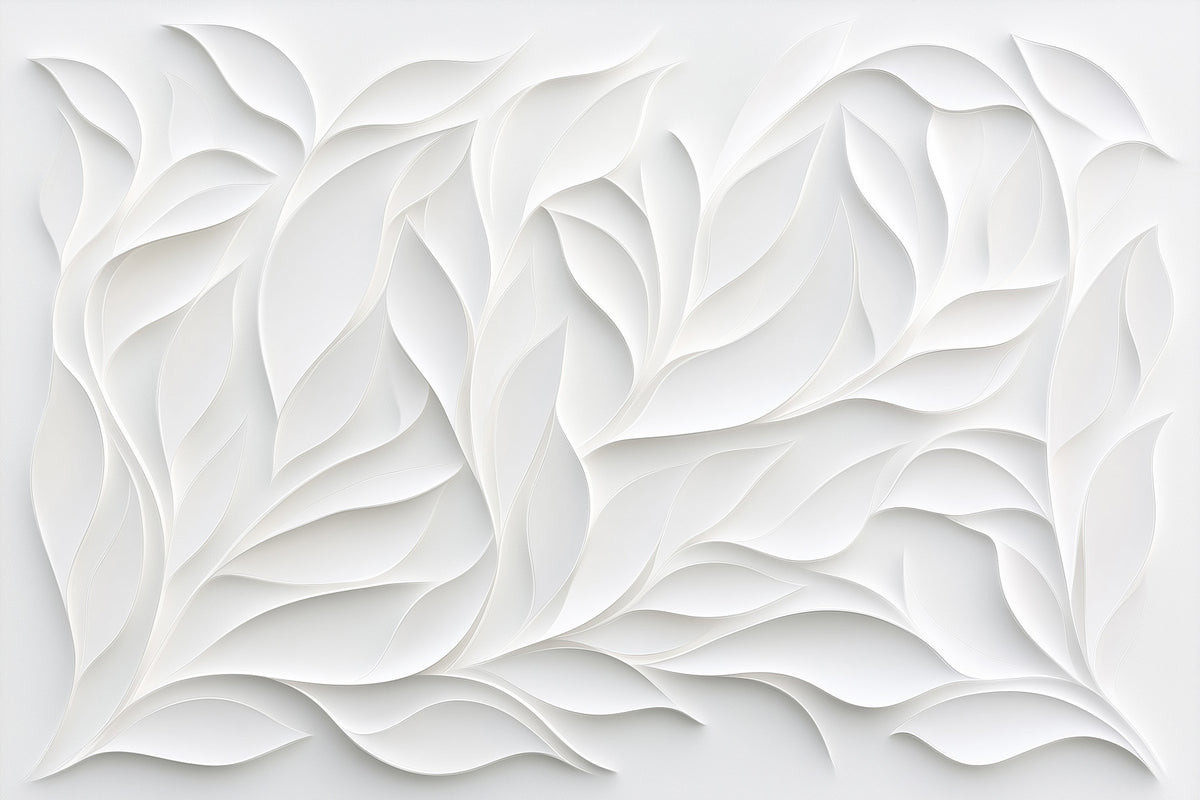 Sculpted White Petal Relief Wall Mural