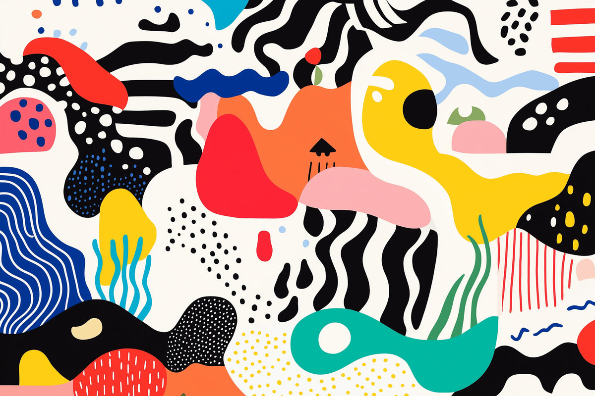 Playful Modern Shapes Collage Wall Mural