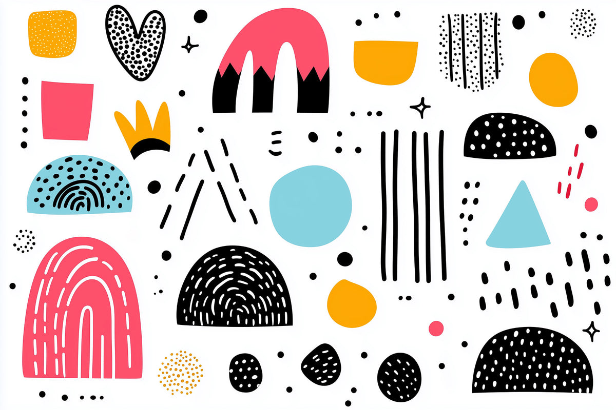 Abstract Hand-Drawn Shapes Wall Mural in your room — zoomed