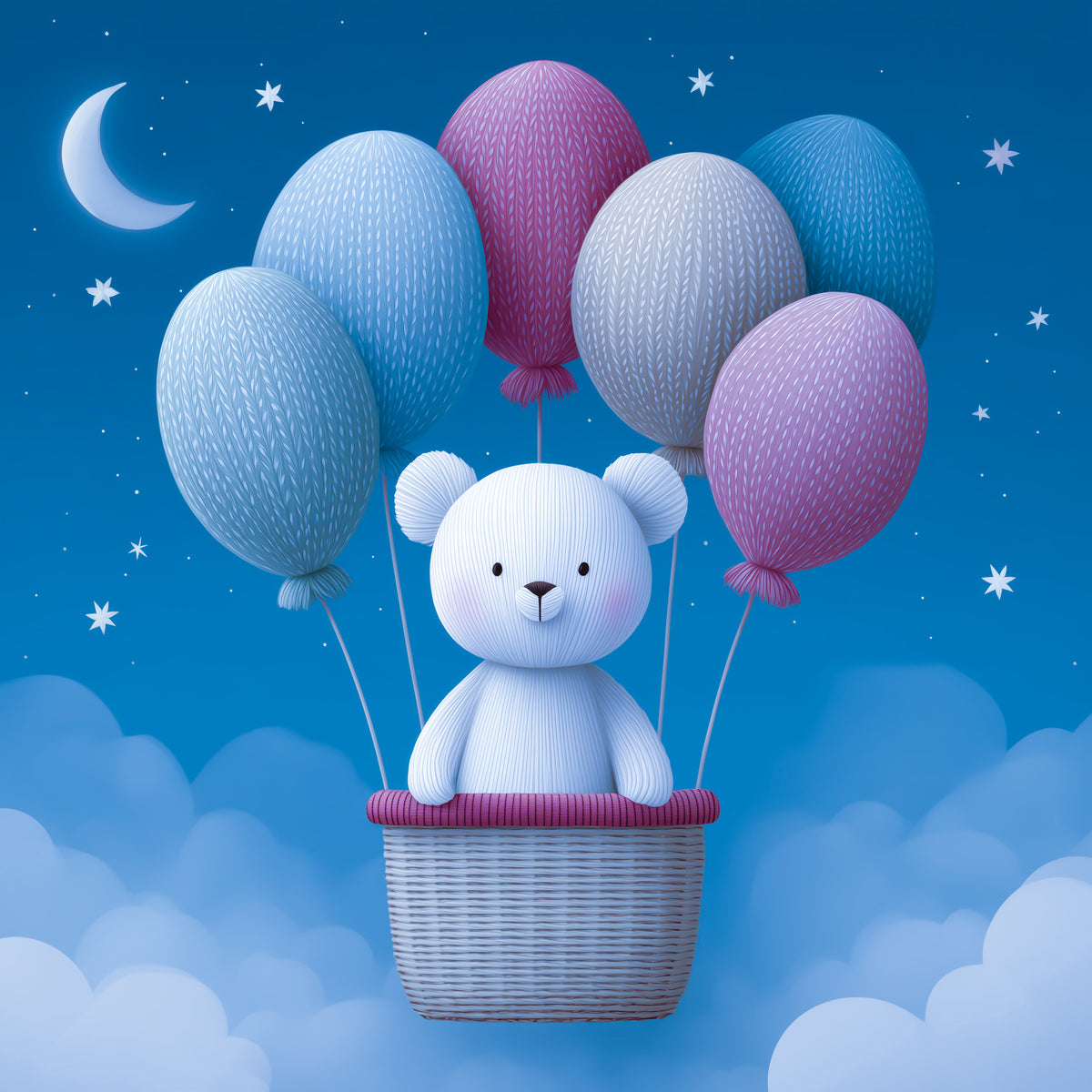 Night Sky Balloon Adventure Wall Mural