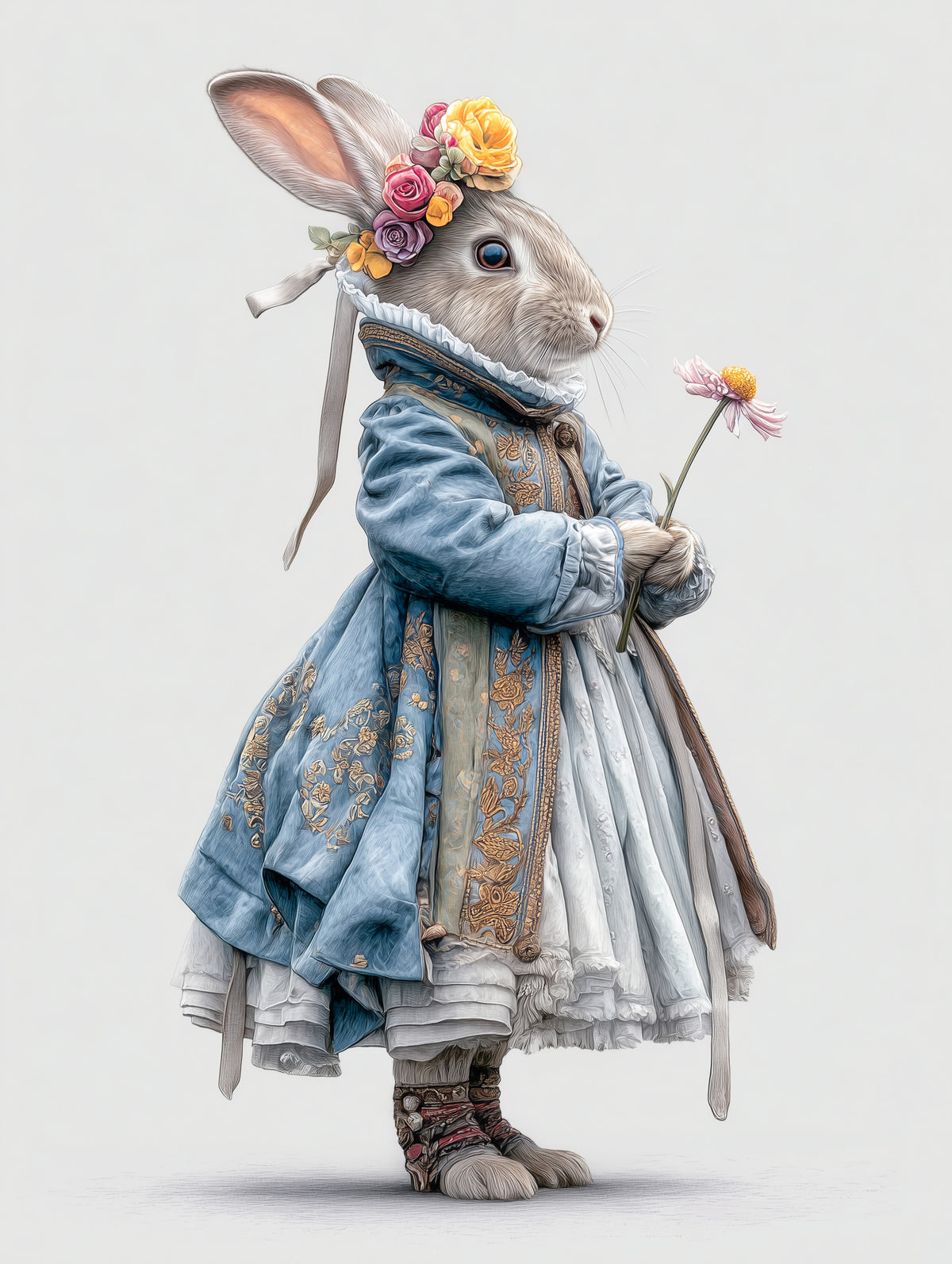 Fashion Rabbit In Vintage Gown Wall Mural in your room — zoomed