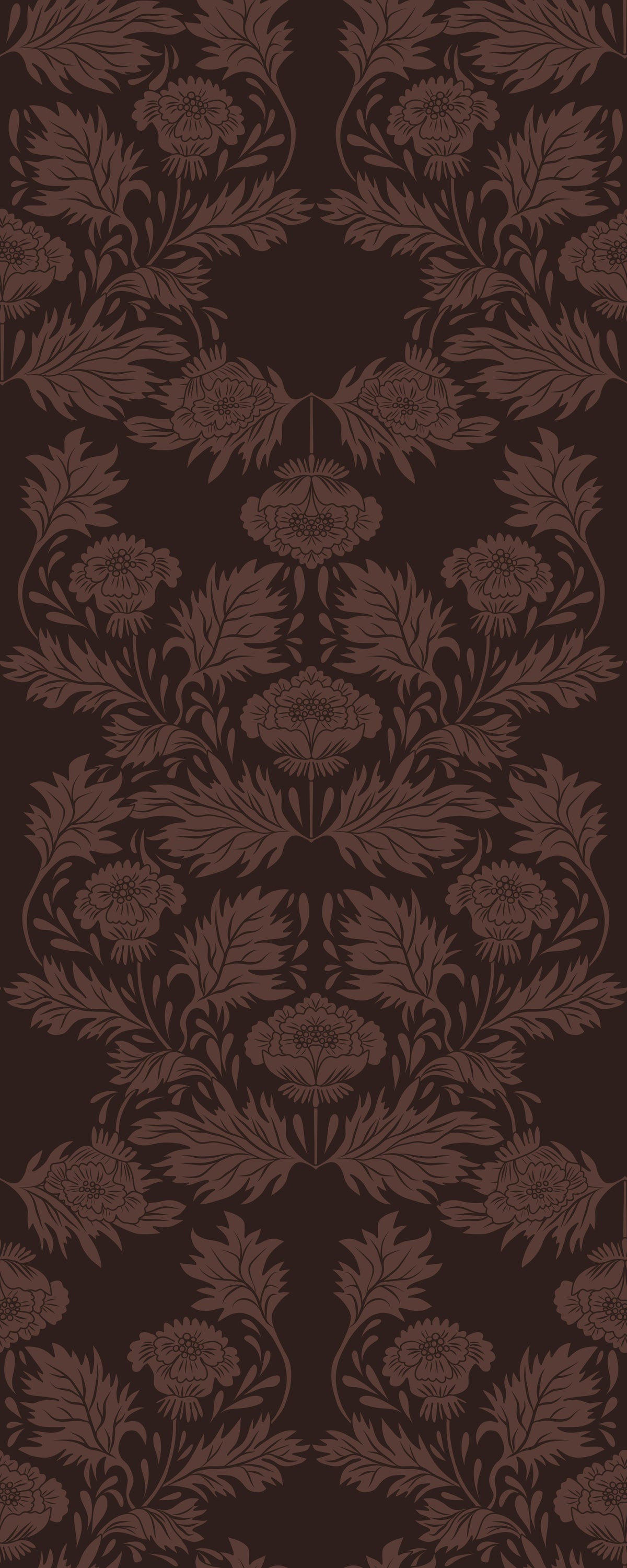Deep Earthy Floral Motif Wallpaper⁠ in your room — zoomed