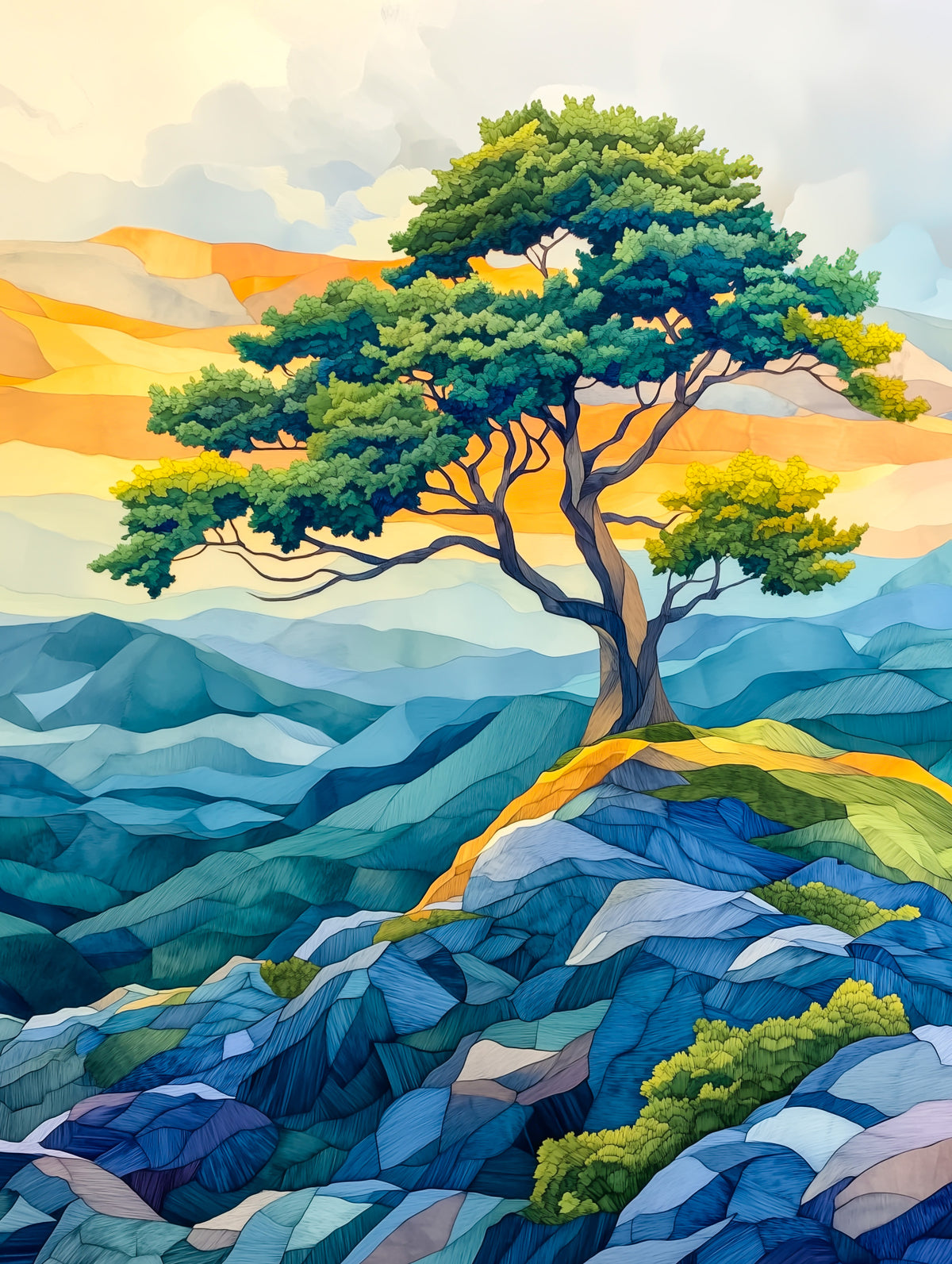 Abstract Horizon Tree Wall Mural