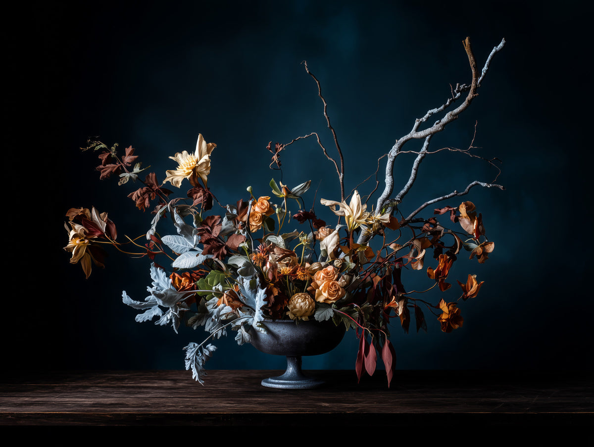 Rustic Autumnal Floral Composition Wall Mural in your room — zoomed