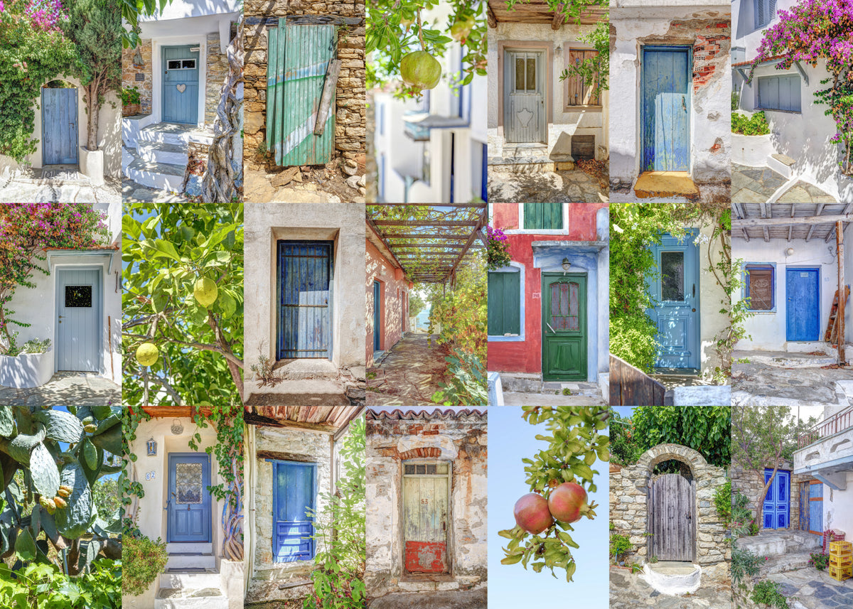 Coastal European Architectural Montage Wall Mural in your room — zoomed