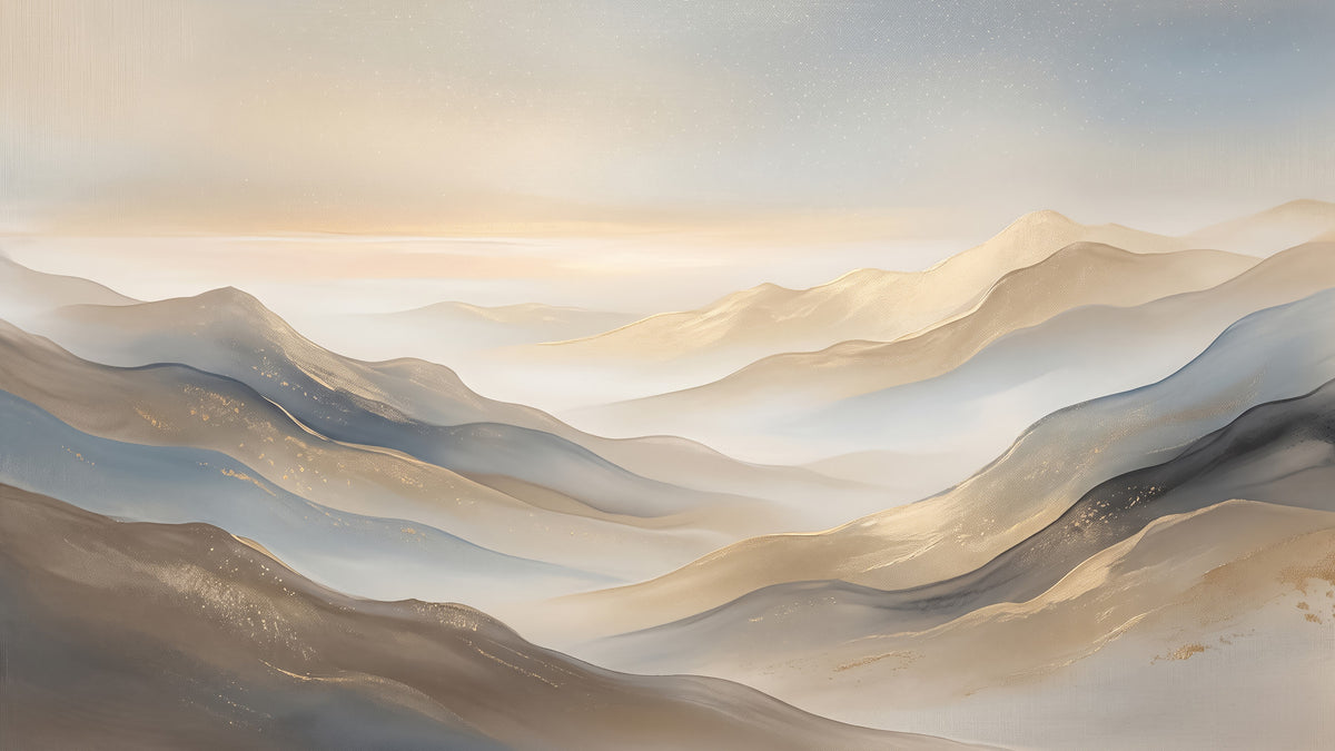 Serene Dawn Mountain Layers Wall Mural in your room — zoomed