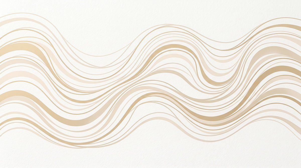 Cream and Beige Fluid Wave Lines Wall Mural in your room — zoomed